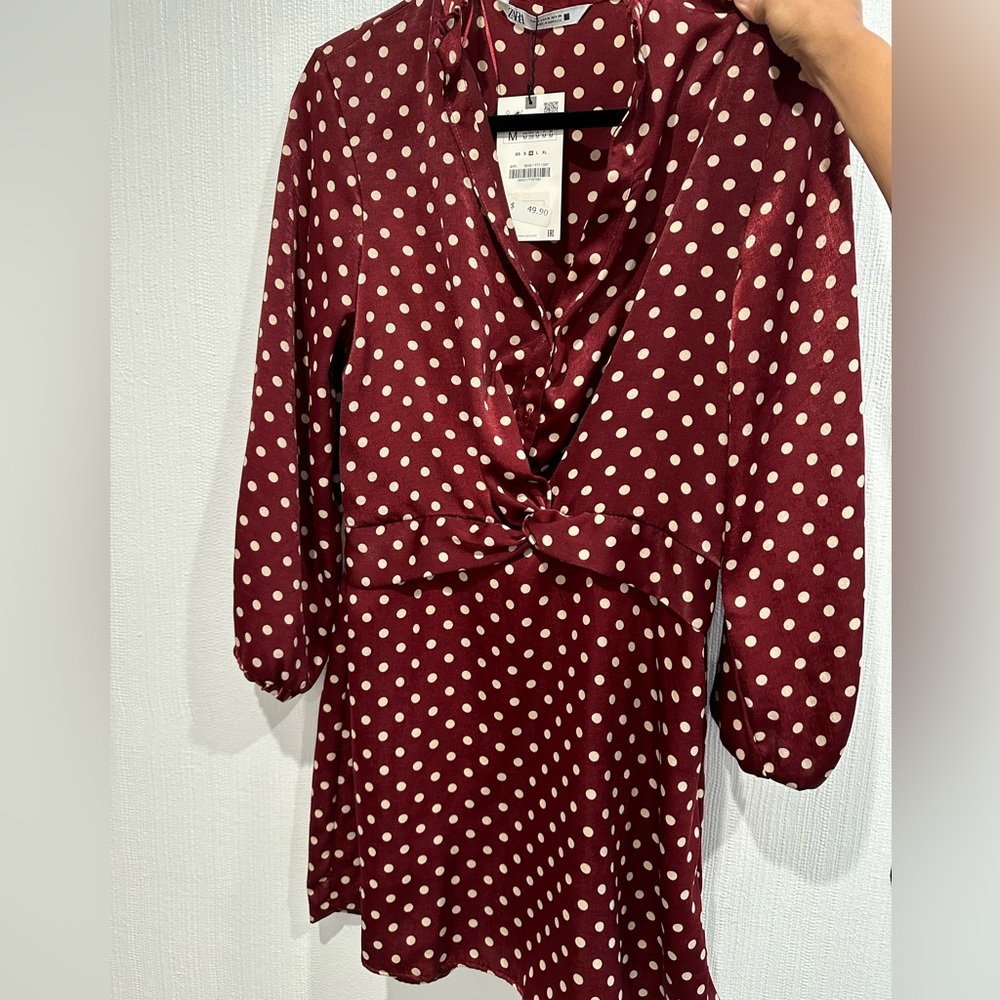 Zara Satin polka dot dress
